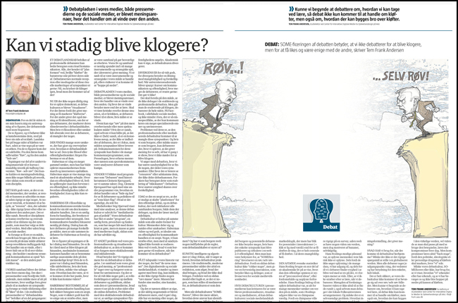 Kronik af Tem Frank Andersen om debatkultur